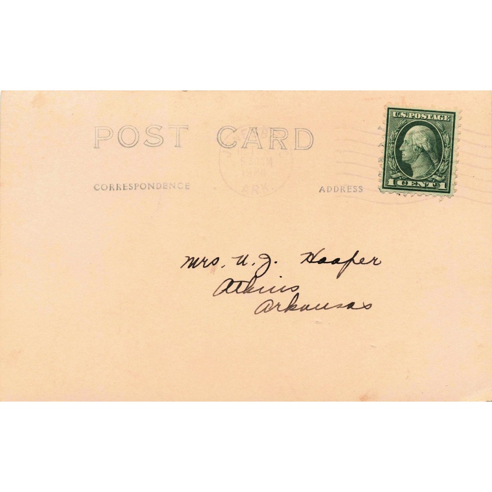 Jonesboro Arkansas AR RPPC Post Office 1924 Grubbs Real Photo Postcard Used - Picture 2 of 2